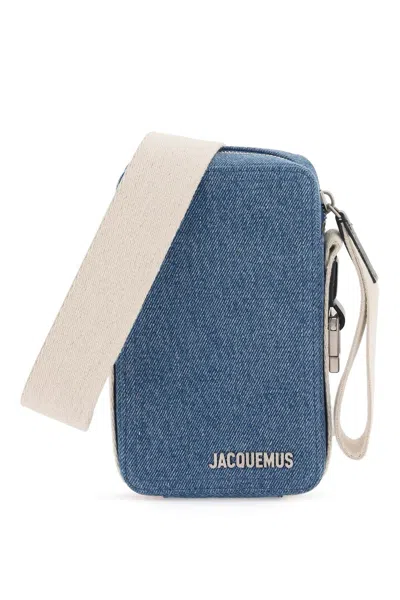 Jacquemus Navy Denim Vertical Crossbody Handbag For Men In Blue