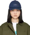Jacquemus Navy La Casa 'la Casquette Gadjo' Denim Cap In 38f Navy/navy Stripe