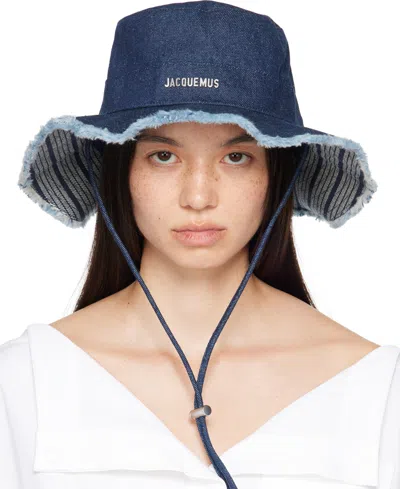 Jacquemus Navy La Casa 'le Bob Artichaut' Beach Hat In 38f Navy/navy Stripe