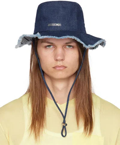 Jacquemus Navy La Casa 'le Bob Artichaut' Bucket Hat In 38f Navy/navy Stripe