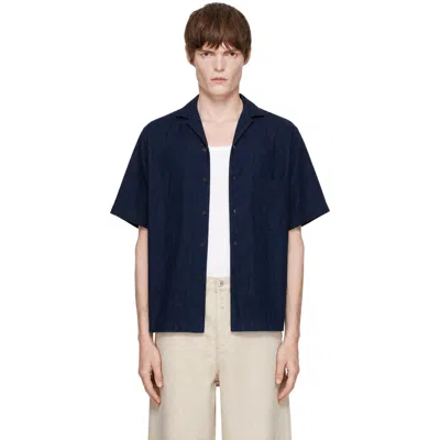 Jacquemus Navy 'la Chemise Pyjama Denim' Shirt In 390 Dark Navy