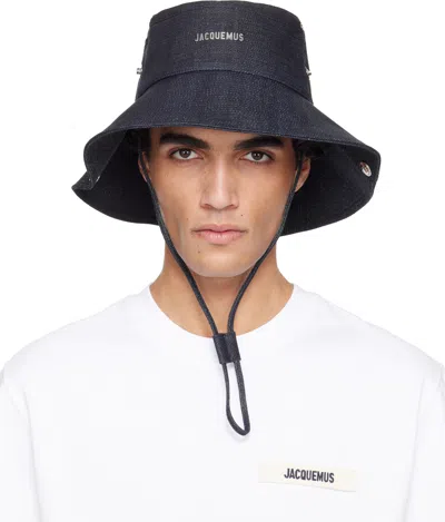 Jacquemus Navy La Croisière 'the De-nîmes' Denim Bucket Hat In Blue