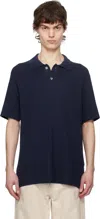 Jacquemus Short Sleeve Knit Polo With Classic Collar In 390 Dark Navy