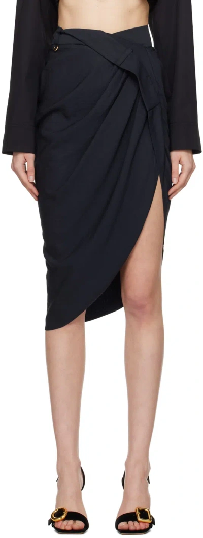 Jacquemus La Jupe Saudade Draped Midi Skirt In Blue