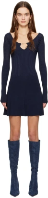 Jacquemus Navy 'la Mini Robe Pralu' Minidress In 390 Dark Navy