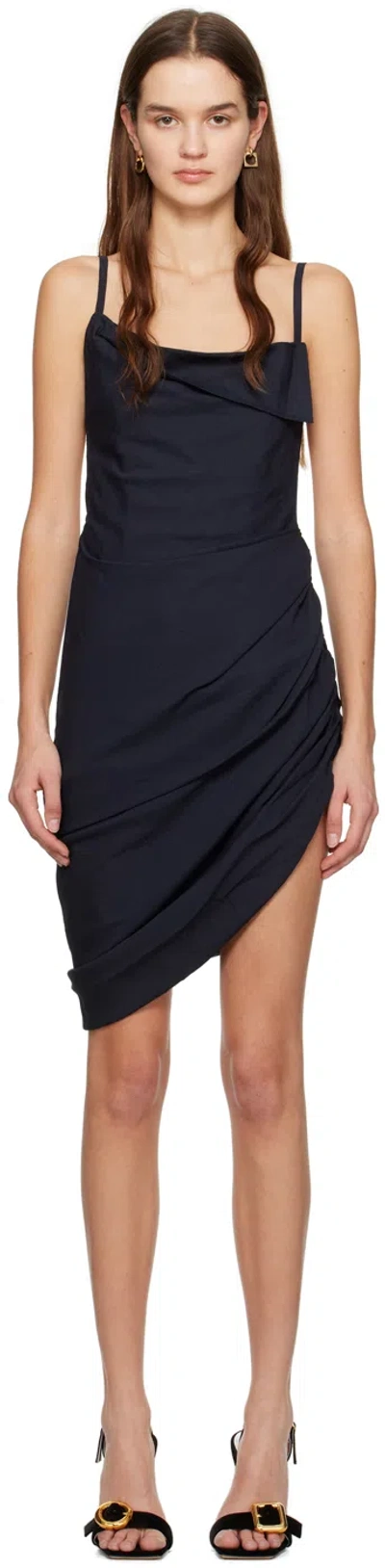 Jacquemus Navy 'la Robe Saudade' Minidress In Blue