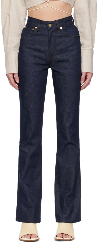 Jacquemus Navy Le Chouchou 'le De Nîmes' Jeans In 38b Navy/brown