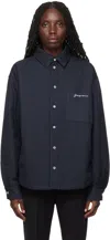 Jacquemus Navy Le Raphia 'la Chemise Boulanger' Shirt In 390 Dark Navy