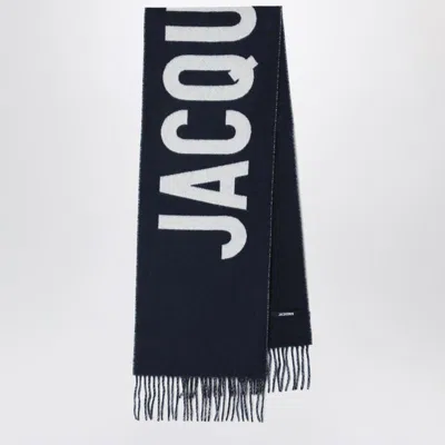 JACQUEMUS JACQUEMUS NAVY SCARF WITH LOGO