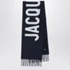 Jacquemus Fringed Wool Rectangular Scarf In Blue
