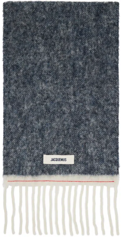 Jacquemus Navy 'the Carro' Scarf In Gray