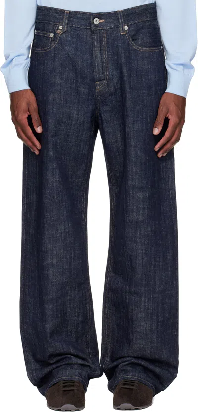 Jacquemus Navy 'the Straight De-nîmes Denim' Jeans In Blue
