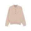 Jacquemus Polo Collar Knitwear With Ribbed Cuffs And Hem In Gray
