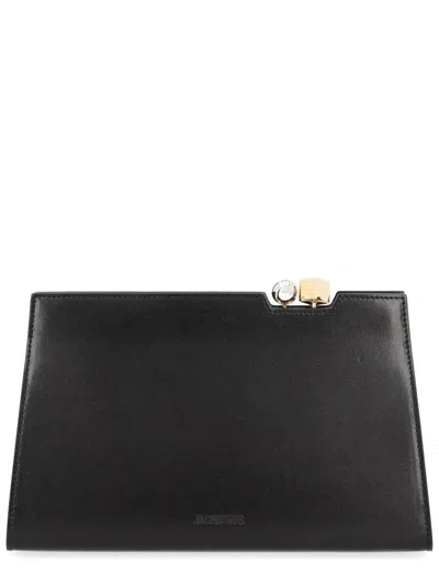 Jacquemus Neutrals Le Salon Structured Leather Handbag In Black