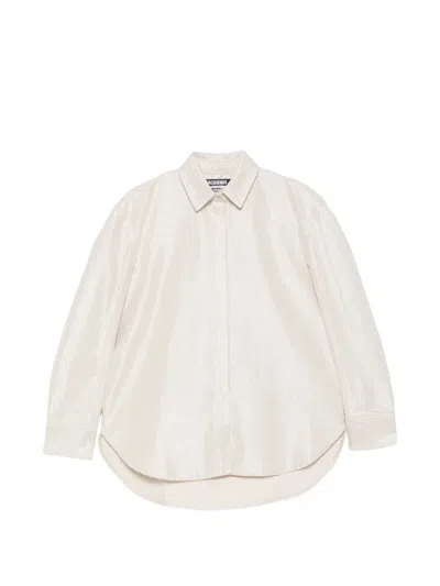 Jacquemus Nîmes Citta Shimmer-effect Oversized Shirt In White