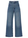Jacquemus Wide Leg High Rise Jeans With Contrast Stitching In Denim Blue