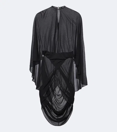 Jacquemus Noche Sheer Crepe Jersey Midi Dress In Black