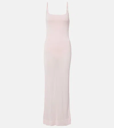 Jacquemus Nodo Knitted Maxi Dress In Pink
