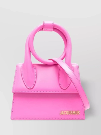 JACQUEMUS NOEUD LEATHER TOTE BAG WITH ADJUSTABLE STRAP