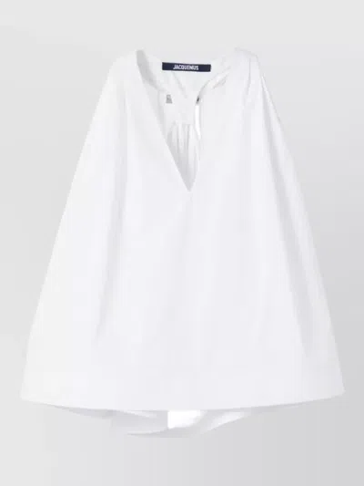 Jacquemus Norma Cotton Top Draped Open Back In White