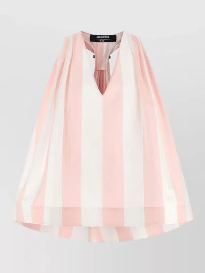 Jacquemus Norma Halter Neck Striped Open Back Top In Pink