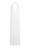Jacquemus Norma Open-back Gathered Crepe Maxi Dress In White