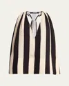Jacquemus Beige Deep V-neck Sleeveless Racerback Top With Vertical Stripes In Print Sunshade Stripes Be