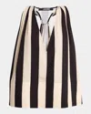 Jacquemus Beige Deep V-neck Sleeveless Racerback Top With Vertical Stripes In Print Sunshade Stripes Be