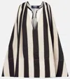Jacquemus Beige Deep V-neck Sleeveless Racerback Top With Vertical Stripes In Black