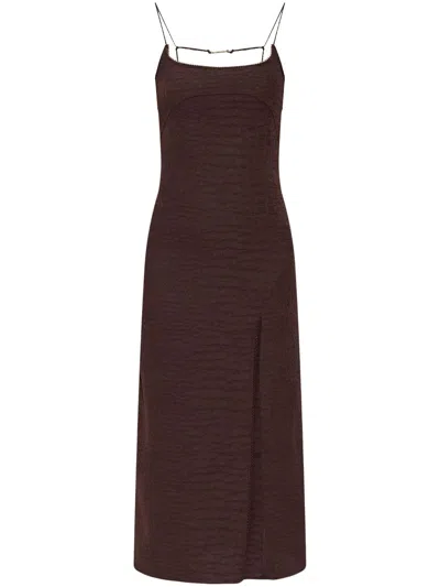 Jacquemus Notte Viscose Midi Dress In Brown