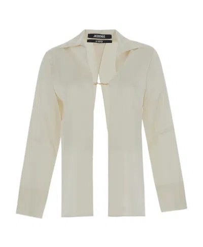 Jacquemus Notte Logo Plaque Blouse In White