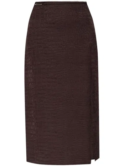 Jacquemus Espelho Cupro Midi Skirt In Brown