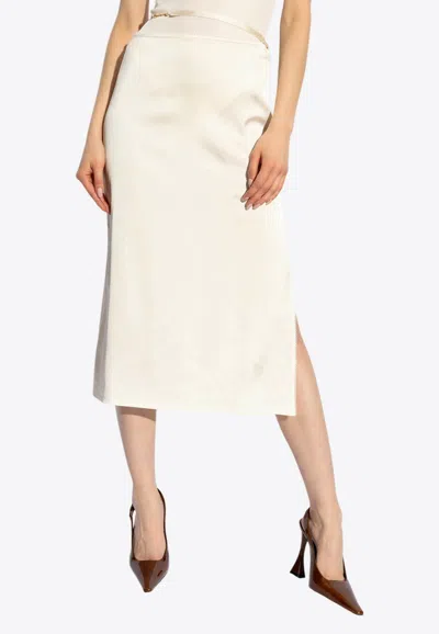 Jacquemus Notte Satin Midi Skirt In Cream