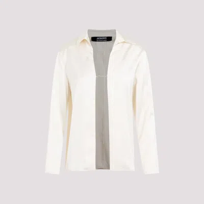 Jacquemus Notte Logo Plaque Blouse In Neutrals