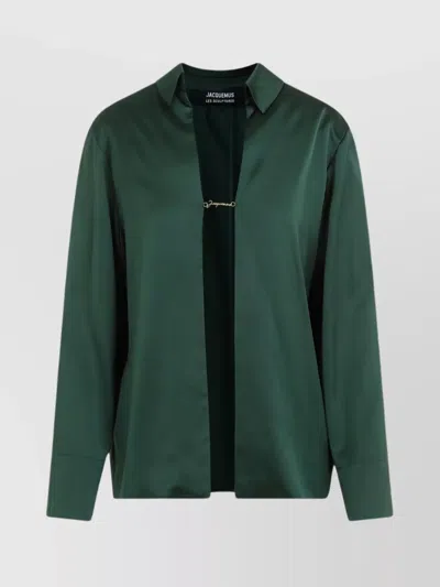 Jacquemus Notte Shirt With Long Sleeves And Split Back In Green
