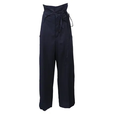 Jacquemus Novio Woven Wide-leg Pants In Navy Blue Viscose