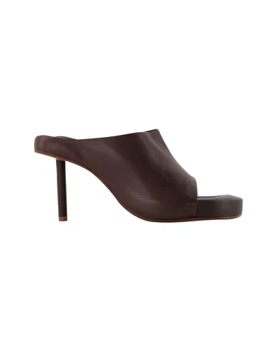 JACQUEMUS NUVOLA MULES IN BROWN LEATHER