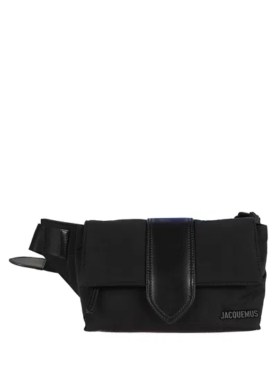 Jacquemus Nylon Mini Bum Handbag With Leather Accents In Black