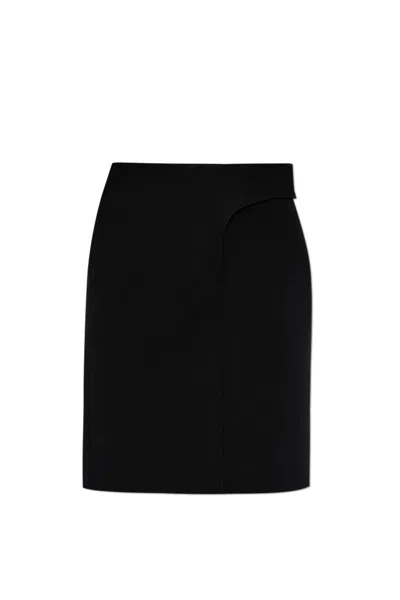 Jacquemus Straight Obra Skirt With Asymmetric Cut In Black