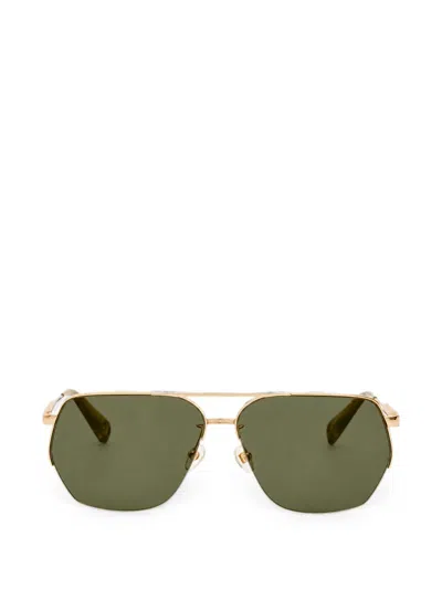 Jacquemus Occhiali Da Sole Aviador Oro Chiaro Con Lenti Khaki  In Gold