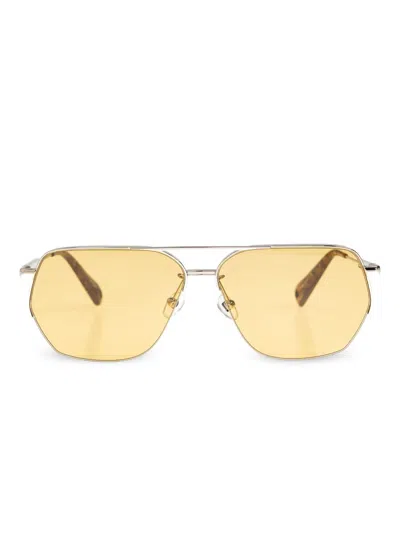 Jacquemus Occhiali Da Sole Aviator Argento E Giallo Con Design Contemporaneo  In Silver