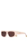 Jacquemus Rectangular Frame Sunglasses Dark Lenses In Lightbeige