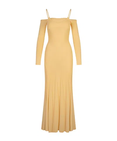 Jacquemus Off Shoulder Dress In Yellow
