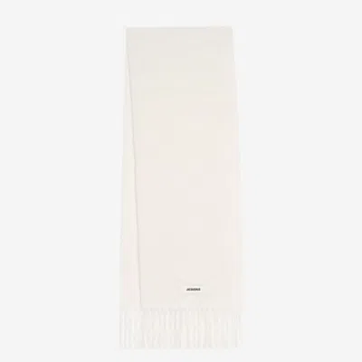 Jacquemus White Scarf With Fringes And Logo