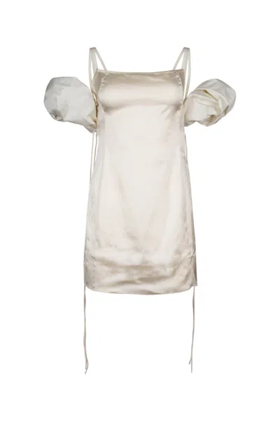 JACQUEMUS OFF WHITE LA MINI ROBE CHOUCHOU MINIDRESS