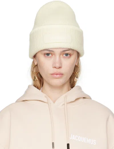 Jacquemus Off-white 'le Bonnet Gros Grain' Beanie In 110 Off-white