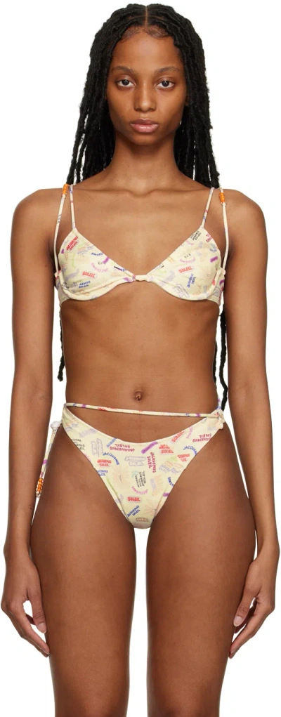 Jacquemus Off-white 'le Haut De Maillot Barco' Bikini Top In 1dm Print Multicolor