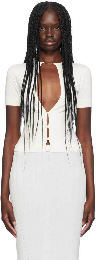 Jacquemus Le Haut Pralu Cut-out Short Sleeves Cardigan In White