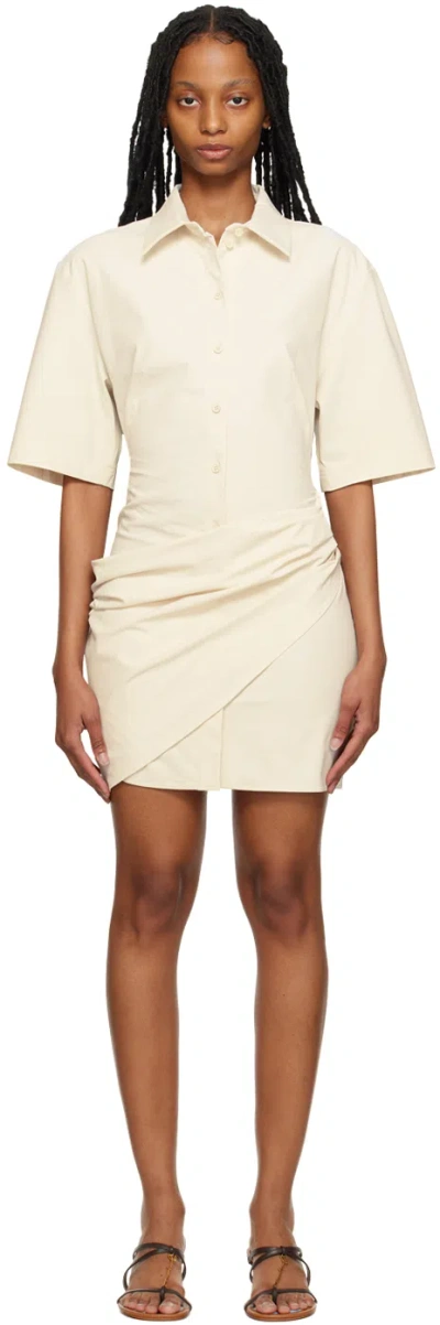 Jacquemus Off-white Le Raphia 'la Robe Camisa' Minidress In 120 Ivory