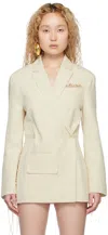 Jacquemus Off-white Le Raphia 'la Veste Tibau Brodée' Blazer In 110 Off-white